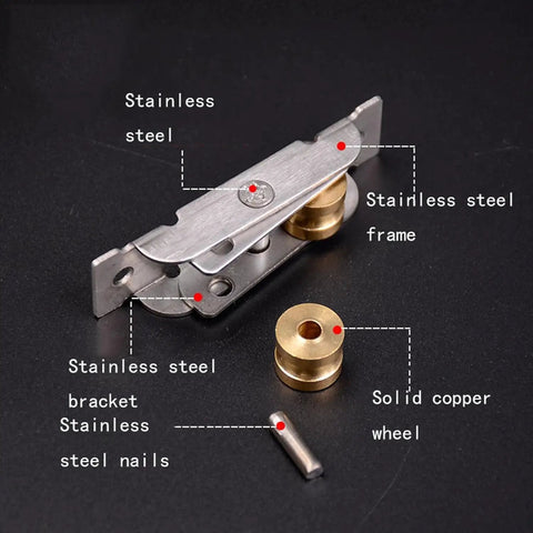 Heavy Duty Double Wheel Sliding Door Roller And Replacement Window Pulley with stainless steel and copper materials.