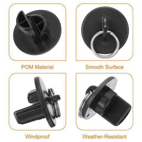 Heavy Duty Black Ring End Caps For Roller Blinds, 2 Pieces Set, Fits 18Mm Shafts, Built Tough Pom Plastic Hardware, showing smooth surface and POM material.