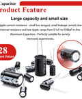 Kickass 28 Piece Aluminum Electrolytic Capacitor Assortment Kit Featuring 0.1uf To 4700uf With 10V 16V 25V 35V 50V Voltage Options, assorted sizes and values.