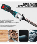 Tough As Nails Cordless Angle Grinder Equipped With Quick Swap Belt Sanding Attachments for grinding and polishing applications.