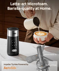 Milk Frother With 8 In 1 Functionality For Latte Art, Microfoam And Coffee, Stainless Electric Frother, 9oz 270ml For Warm And Cold Foam, LED Display, Easy To Clean, Dope Kitchen Gadget For Barista Vibes with AeroSilk technology