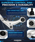 Straight Up Front Lower Control Arm Suspension Kit With Nissan Altima 2007 Through 2013 Including Ball Joints image showing high-strength ball joint and premium rubber bushing
