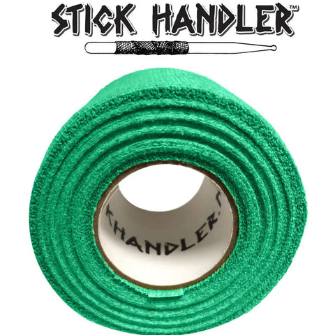 Pro Drumstick Grip Tape Dark Green Three Pack Cotton Anti Slip Wrap for stick control, showcasing the roll's texture and color.
