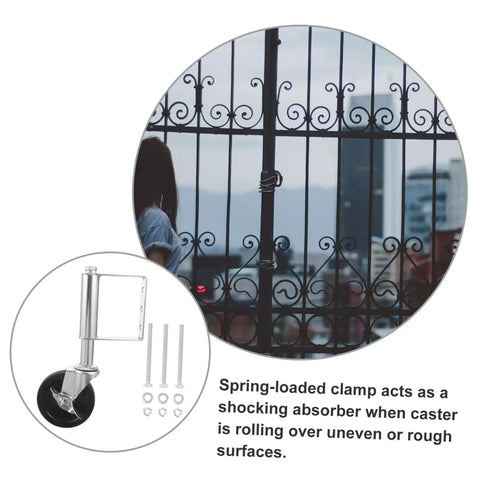 Heavy Duty Spring Loaded Gate Wheel Constructed From Cold Rolled Steel offers effortless rolling on uneven ground with mounting hardware.