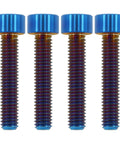 Ultra Light Grade 6 Titanium M6x30 Socket Head Cap Screws In Sleek Burnt Blue for High End Road Bikes, set of four screws.