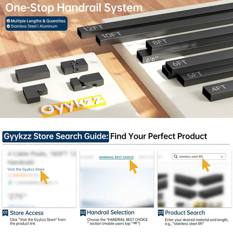 Hella Tough Six Foot Six Inch T304 Stainless Steel Handrail For Stairs With Sleek Matte Black Finish, accessories and selections.