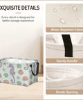 Large Rectangular Storage Basket For Organizing Home Clutter, Waterproof Fabric Bin With Trendy Pattern, features water-repellent fabric and sturdy handle.