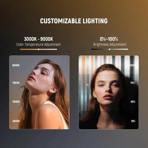 Entry Level Magnetic LED Camera Light with 96 LED Bi Color Panel, 3000K-9000K color range and brightness adjustment demonstration