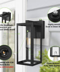 Dusk To Dawn Photocell Sensor Black Outdoor Wall Lantern With Clear Glass Shade showing aluminum structure and sensor details