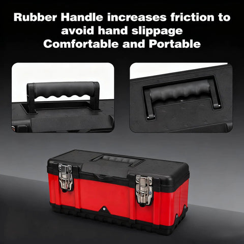 Badass Portable Tool Organizer Case Featuring Heavy Duty Plastic Build with Rubber Handle for secure grip and easy transport.