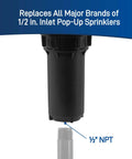 Hard Top Pop Up Sprinkler Head With Pressure Regulating Valve Four Inch Riser And Fifteen Foot Adjustable Spray Pattern Built Tough