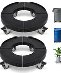 Heavy Duty Round Furniture Dolly With Adjustable 15 To 19 Inch Base And 4 Lockable Wheel Rollers 440 Pound Capacity Drum Moving Cart shown with two units and various items.