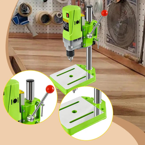 Compact Mini Milling Machine And Drill Press, Versatile Electric Rotary Tool For Wood And Metal Working, green benchtop design.
