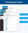 Raspberry Pi Pico Starter Kit With 40 Projects And Online Tutorials, featuring MicroPython, C, and Piper Make project list on screen.