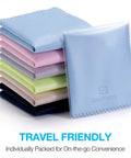 SmoTecQ microfiber lens cleaning cloths, 12-pack in assorted pastel colors, 7×6 in, for glasses, screens and cameras