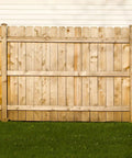 Wooden fence constructed with Polymer Coated Size 8 Deck Screw With Coarse Threads And Bugle Head Gray 5 Lb Box Pro Grade Primeguard 10.