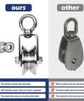 Comparison of 2 Pack 30Mm U Groove Cable Pulley Wheel 304 Stainless Steel Swivel Pulley Dual Bearing with inferior pulley design.