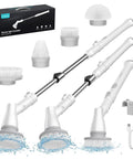 Cordless Spin Scrub Brush With 4 Replaceable Heads And Adjustable Extension Handle, 2 Speed Electric Shower Scrubber Set