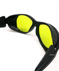 Heavy Duty Laser Safety Goggles Lock Down Eye Protection From UV IR And Blue Light Across 190 To 10600 Nanometers with yellow lenses.