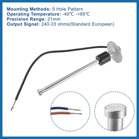 Universal Fuel Tank Sending Unit 240 To 33 Ohms Straight Forward Gauge Sender Replacement with stainless steel and wiring.