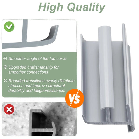 Gray Shower Door Bottom Track Two Pack, Single-Sided Channel With Widths Half Inch And Three-Eighths Inch, PVC Material