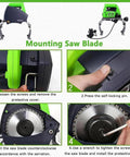 Instructions for mounting saw blade on Badass Electric Automatic Pipe Cutter for accurate cuts on stainless steel and plastic.