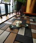 Durable Wood Plastic Composite Patio Deck Tiles With Interlocking Design For 3D Random Pattern DIY Floor Tiles in indoor setting