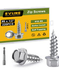 Heavy Duty 8 X One Half Inch Self Tapping Gutter Screws 220 Pack 410 Stainless Steel Sheet Metal Fasteners with Hex Head and Bit
