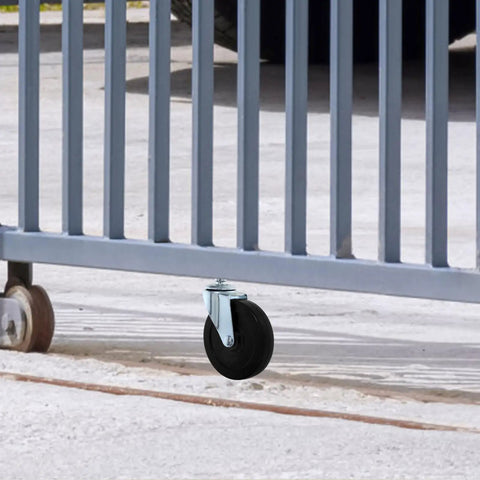 Heavy Duty Metal Fence Gate Wheel With Elastic Support Caster Silent Swivel Technology under a fence gate for smooth operation.