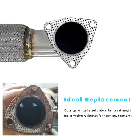 3 Inch 3 Bolt Exhaust Gasket Set Replacement Kit with galvanized steel for secure seal on header manifold and muffler.