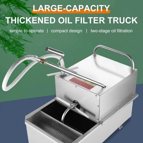 Niakidd Commercial Deep Fryer Oil Filter Machine Stainless Steel Portable Grease Strainer For Restaurant Kitchen Easy Use Reusable Canister with hose and two-stage filtration.