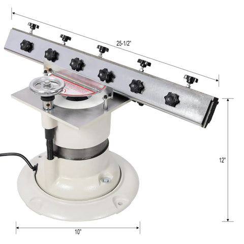 Beefy Six Inch Surface Grinder And Cutter Sharpener With Adjustable Angle Head; 25.5-inch table on durable cast iron base.