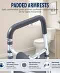 Padded armrests of Premium Heavy Duty Toilet Safety Rails for Seniors, providing comfort and secure grip for safe use.