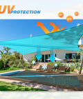 8x8x11 Ft Sun Shade Sail Triangle Canopy For Outdoor Patio Backyard Pergola Deck Carport UV Blocking Cloth Turquoise Green over pool area