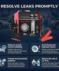 Garage Proof 12V Auto Smoke Machine And Air Pump Leak Detector With Built In Pressure Gauge For Evap Fuel And Vacuum Line Diagnostics Dual Mode Operation Catches Every Tiny Leak Daily Driver Safe with components displayed.