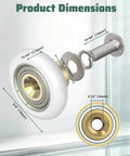 Solid as a Rock Sliding Shower Door Roller Replacement with 19mm Nylon Wheels and Rust Proof Brass Shaft Precision Sealed Ball Bearing dimensions.