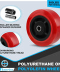 Five Inch By Two Inch Polyurethane Caster Wheels Set Of Four Heavy Duty Polyolefin Core Industrial Caster Wheels With 3200 Lbs Load Capacity For Warehousing And Material Handling Ideal For Carts Dollies And Heavy Equipment On Concrete