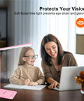 Deep Black First-Generation LED Desk Lamp With USB Port, Dimmable Table Light next to mother and child smiling at laptop