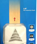 No Sweat Electronic Stud Detector With Three Sensor Heads Accurately Snags Wood Studs And Metal Objects Up To One Inch Deep Fast Easy Wall Locator For Smooth Sail Diy Renovations on blue packaging.
