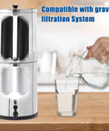 Fluoride Water Filter Replacement For Gravity Filtration Systems PF2 Style Top Notch Filtration in use with glass pitcher