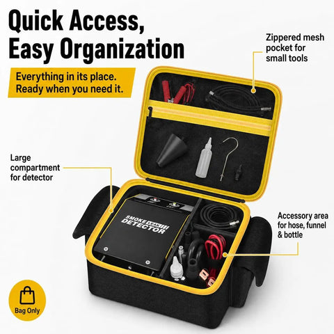 Rock Solid Protective Case For Automotive Smoke Leak Detector Fits Solary SD301 Autool S0T103 Csttler Xrd301 inside open showing organization features.