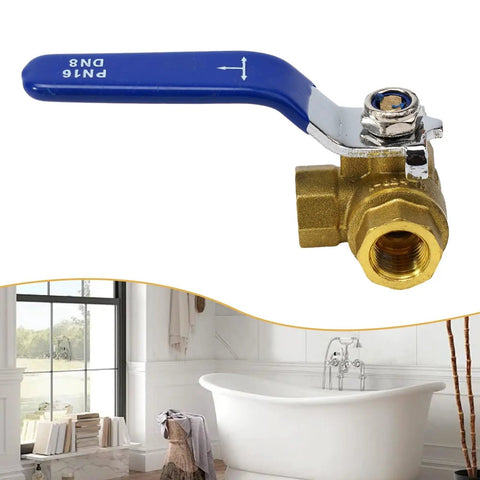 Heavy Duty 3 Way Brass Ball Valve With LT Bore Internal Thread 16 Bar Pressure Rating For Water Oil And Gas Plumbing Installs close-up
