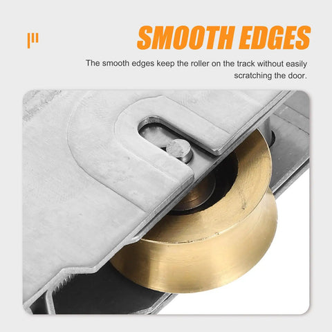 Heavy Duty Sliding Door Roller Wheels Replacement For Aluminum Window Tracks And Glass Patio Doors With Smooth As Silk Shower Pulley Hardware For Drawers And Furniture showing smooth edges on silver and brass components.