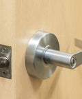 Privacy Door Lock With Lever Handle For Commercial Interiors Brushed Chrome Finish Built Tough Heavy Duty Cylindrical Lock ANSI BHMA Grade 2 3 Hour UL Listed Indoor Use Model SLCHPV26D on door