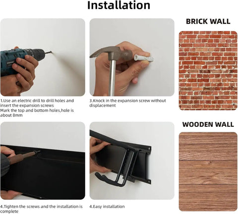 Installation steps for 96 Inch Heavy Duty Wall Mounted Tool Organizer With Assorted Hooks And Slot Boards For Garage Storage Rack.