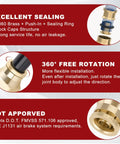 Three Eighths Push To Connect Pro Grade Brass Fittings Kit Straight And 90 Degree Elbow Combo DOT Approved features and benefits.