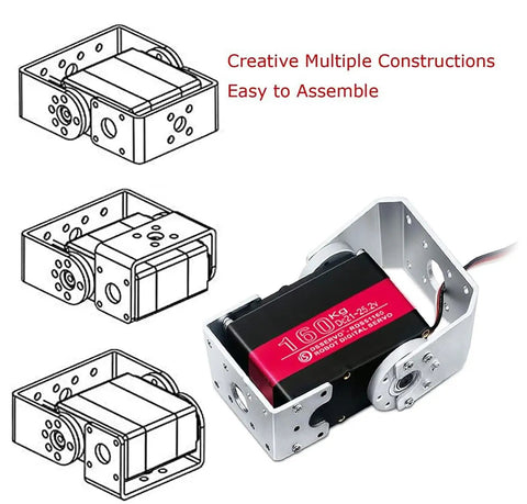 Beefy Torque 24V Robot Servo Motor with 180 Degree Swing in metal mount brackets for RC Cars and Industrial Projects