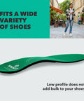 Custom Moldable Arch Support Inserts For All Day Comfy Wear With Lightweight Orthotic Design shown with green SpenCore layer