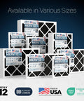 16x25x1 MERV 12 Odor Defense Air Filter With Activated Carbon for AC Furnace and HVAC Systems, Made in USA, box display