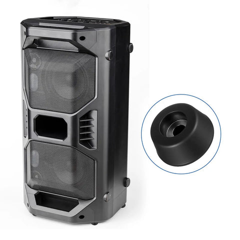 Heavy Duty Rubber Feet Isolation Pads With Stainless Steel Screws shown with a speaker for bass vibration dampening.